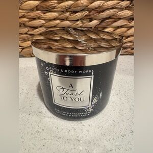 **NIB** Bath & Body Works A Toast to You Candle - Black and Silver